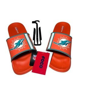 NEW! FOCO Miami Dolphins 2025 Team Stripe Molded Slides Men's 9/10
